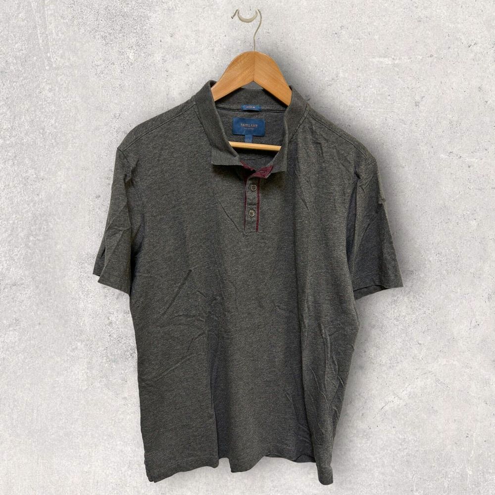 Fairlane Men's Short Sleeve Polo Golf Regular Fit Gray Maroon Size Large‎
